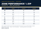 Team 365 TT31 quarter-zip size chart