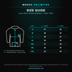Size guide — Gildan 18500 hoodie, body length and chest width by size