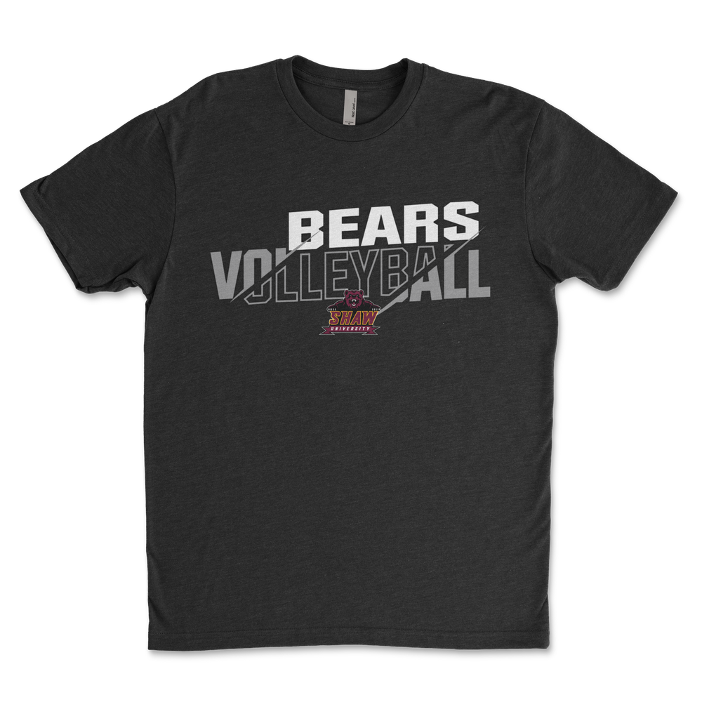 Shaw Volleyball Tee — Black, Bears Volleyball front print